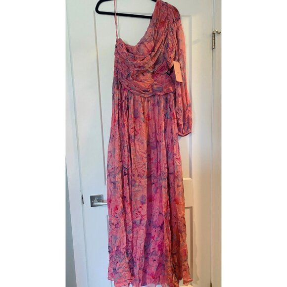 NWT - Anthropologie Iris One-Shoulder Cut-Out Printed Chiffon Gown SIZE LARGE - Picture 5 of 5